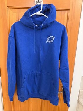 Men's Royal Blue Pullover Hoodie with Chest Emblem